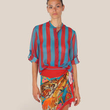 Carica l'immagine nel visualizzatore di Gallery, Haveone camicia over rigata ottanio india 85% lyocell Art CVS-Q422
