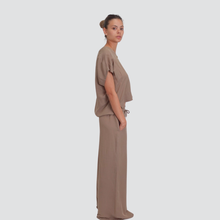 Carica l&#39;immagine nel visualizzatore di Gallery, Tensione in pantalone gamba ampia elastico vita 60% viscosa 40% lino Art 25P7658
