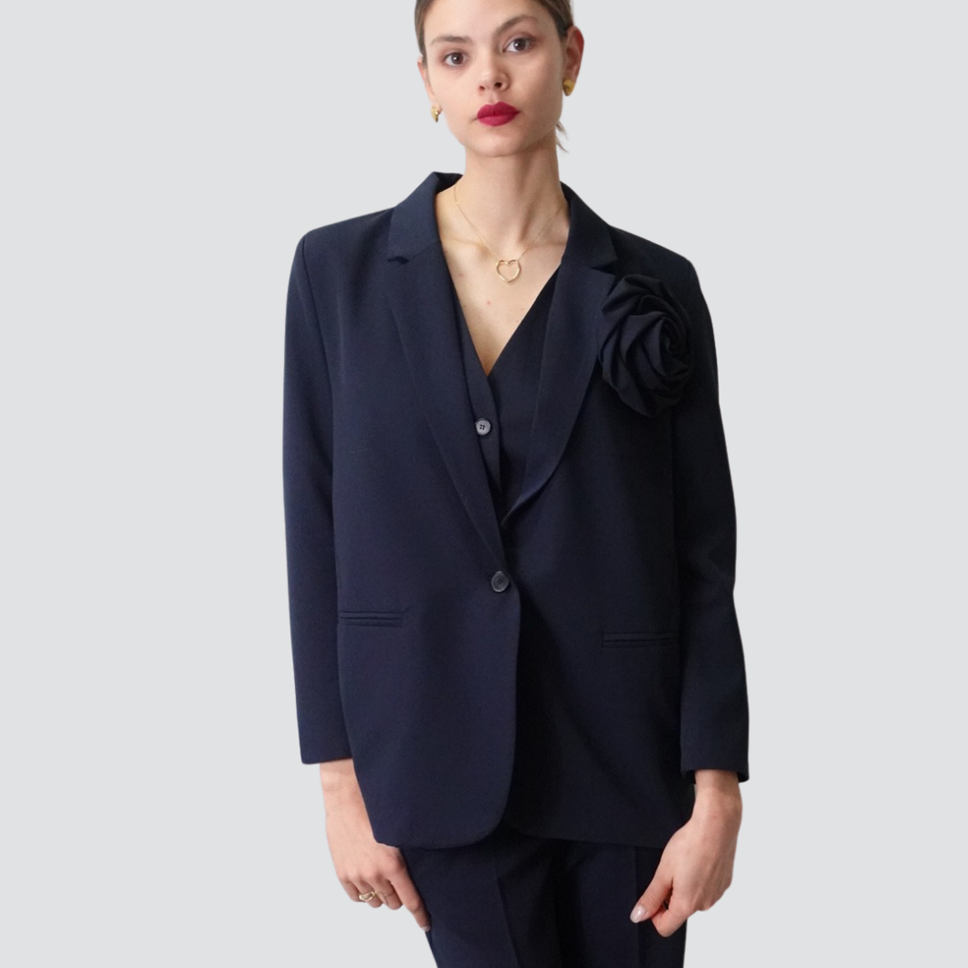 Vicolo blazer over foderato con spilla Art TD0258