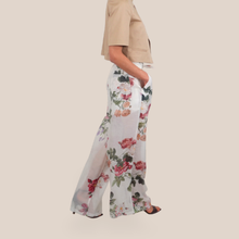 Carica l'immagine nel visualizzatore di Gallery, Vicolo pantalone palazzo stampa fiore elastico vita 58% lyocell 42% Ramia Art TAB1968
