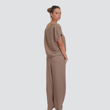 Carica l&#39;immagine nel visualizzatore di Gallery, Tensione in pantalone gamba ampia elastico vita 60% viscosa 40% lino Art 25P7658
