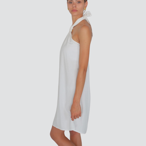 Vicolo abito nodo collo schiena nuda misto lino 80% viscosa 20% lino Art TD2798