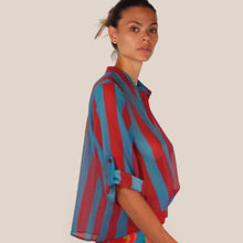 Carica l'immagine nel visualizzatore di Gallery, Haveone camicia over rigata ottanio india 85% lyocell Art CVS-Q422
