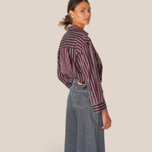 Carica l'immagine nel visualizzatore di Gallery, Vicolo Camicia Bordeaux rigata 68% Cotone Art TAC0640
