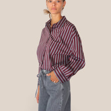 Carica l'immagine nel visualizzatore di Gallery, Vicolo Camicia Bordeaux rigata 68% Cotone Art TAC0640
