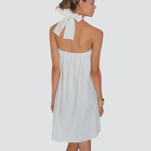 Vicolo abito nodo collo schiena nuda misto lino 80% viscosa 20% lino Art TD2798