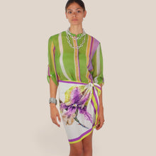 Carica l'immagine nel visualizzatore di Gallery, Havene camicia over rigata viola lime 85% lyocell Art CVS-Q504
