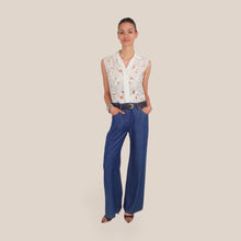Carica l'immagine nel visualizzatore di Gallery, Tensione in tuta camicia pizzo pantalone denim con cintura Art S25UB10
