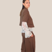 Carica l'immagine nel visualizzatore di Gallery, Vicolo blazer moro gessato manica corta 85% viscosa Art TAB1952 ( pantalone Art TAB1851 )
