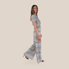 Carica l'immagine nel visualizzatore di Gallery, Tensione in pantalone palazzo filo lurex elastico vita 100% viscosa Art S26PD07
