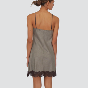 Haveone abito sottoveste pied de poule con pizzo 33% viscosa Art AMA-P060