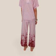 Carica l'immagine nel visualizzatore di Gallery, Philia Loft pantalone palazzo rigato fondo pizzo 34% cotone Art V02F0997
