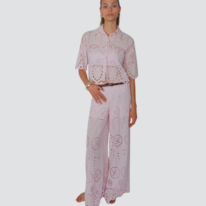 Tensione in pantalone sangallo con cintura 100% cotone Art S25PC33