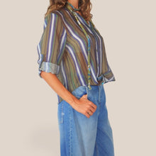 Carica l'immagine nel visualizzatore di Gallery, Haveone camicia over rigata con collana 85% lyocell Art CVS-R066
