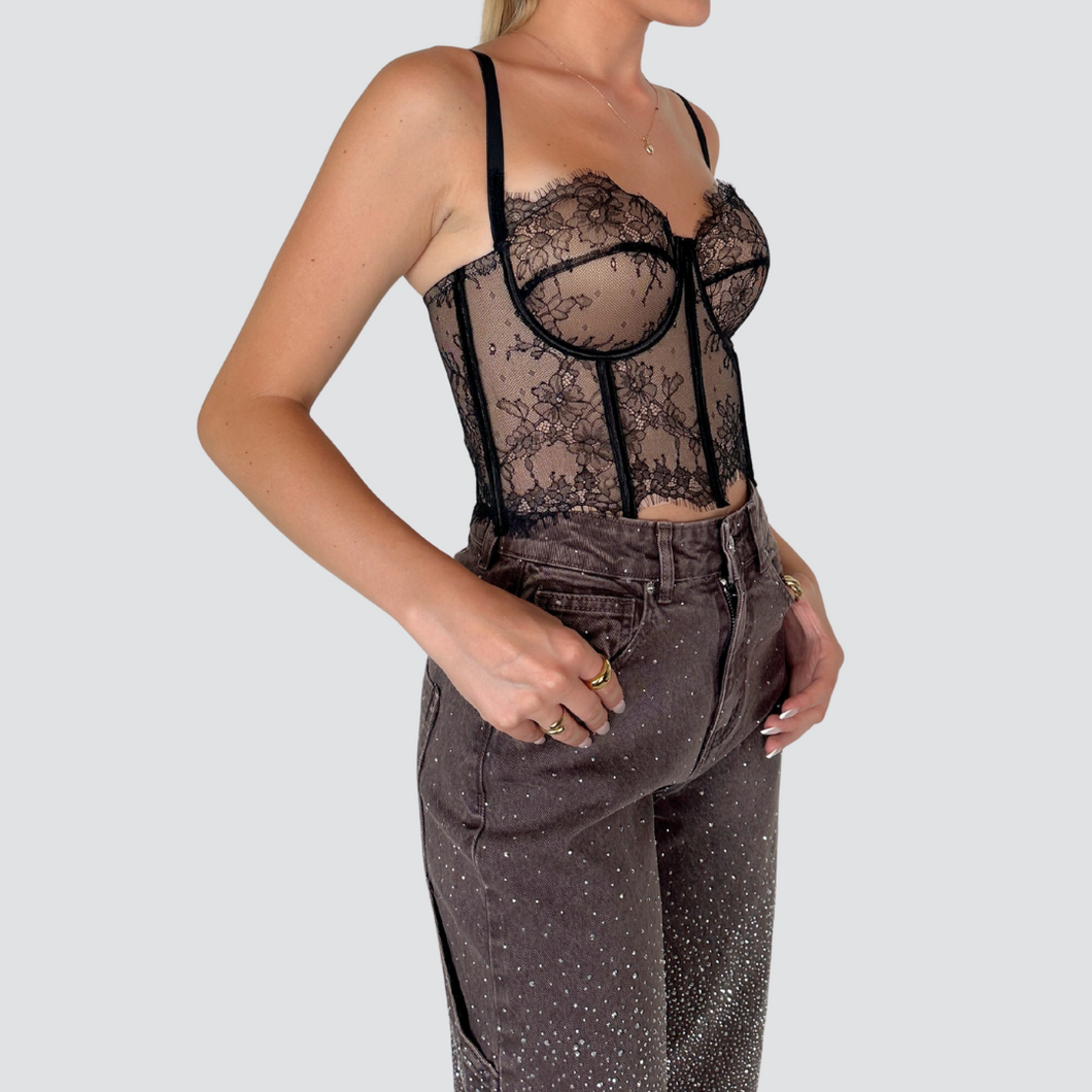 Kontatto bustier pizzo bicolor Art TM302N