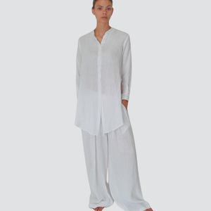 Tensione in pantalone gamba ampia puro lino Art P6467