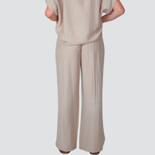 Carica l&#39;immagine nel visualizzatore di Gallery, Tensione in pantalone palazzo elastico vita con coulisse 67% viscosa 11% lino Art 25P7926
