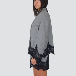 Haveone giacca over foderata con pizzo arrampicante Art JVS-P099