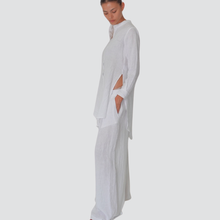Carica l&#39;immagine nel visualizzatore di Gallery, Tensione in pantalone gamba ampia puro lino Art P6467
