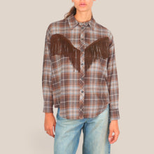 Carica l'immagine nel visualizzatore di Gallery, Vicolo camicia scozzese flanella con frange 100% cotone Art 27C6417
