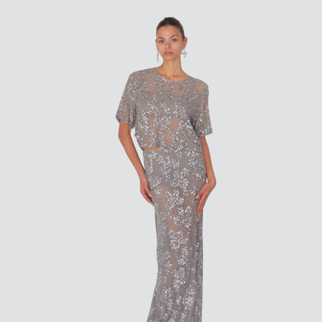 Haveone gonna lunga tulle ricamo paillettes Art GVS-N071