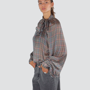 Tensione in camicia over quadri fiocco collo Art 26C575