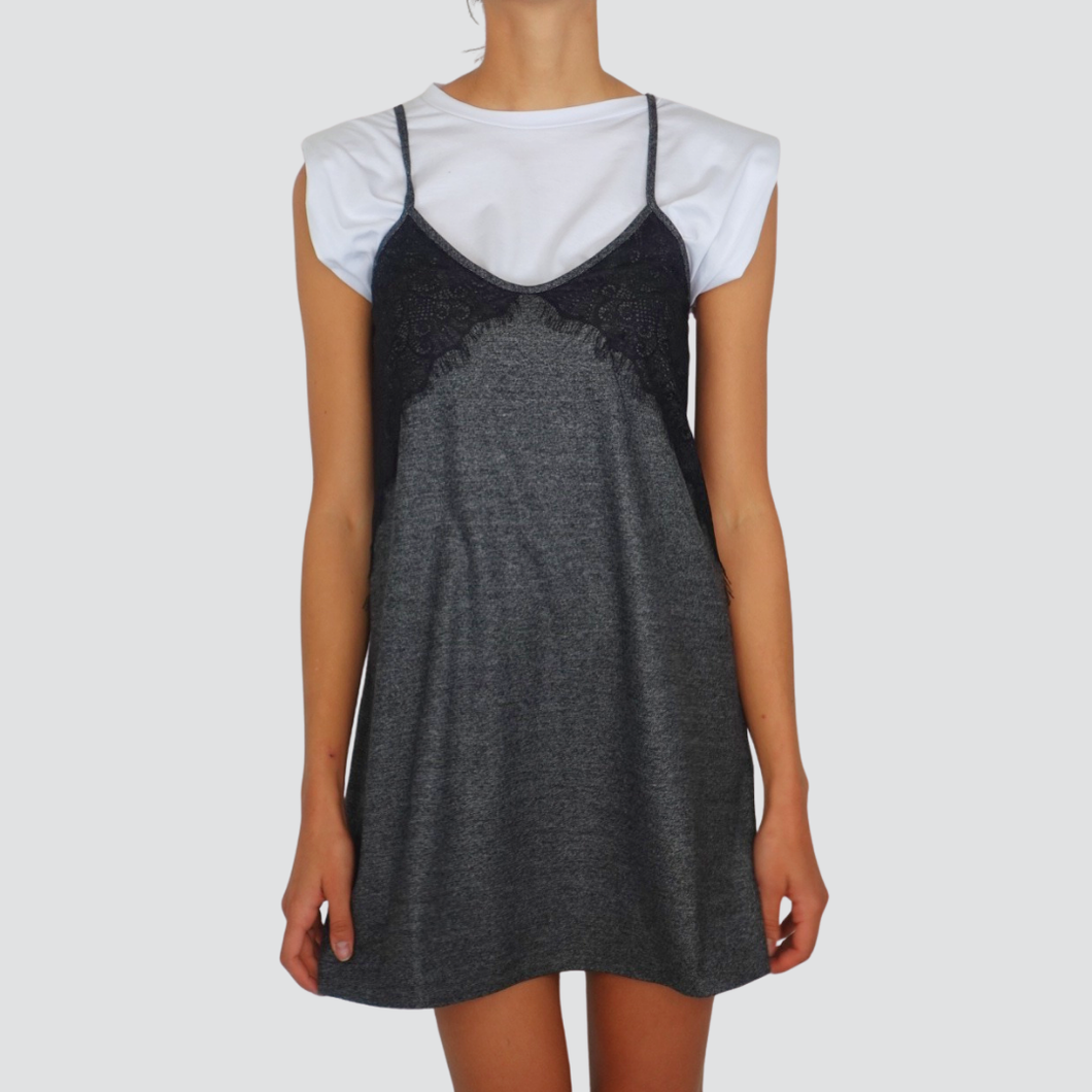 Dixie abito pizzo con t-shirt spallini 33% viscosa Art AMEPYEF
