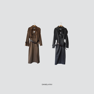 Haveone spolverino lungo over gessato con cintura foderato 62% poliestere 35% viscosa 3% elastan Art KCB-P070