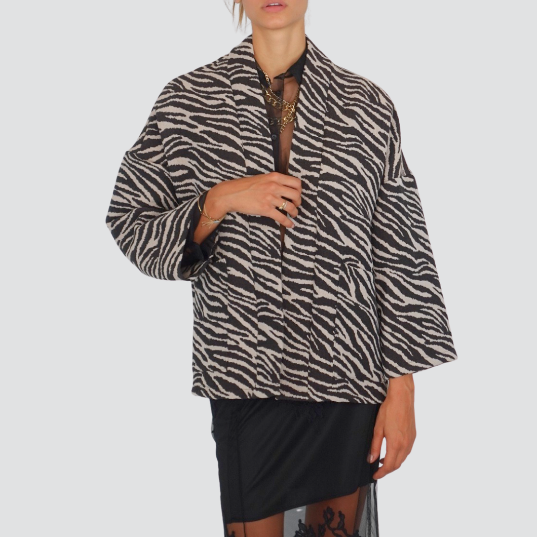 Haveone kimono zebrato con tasche Art KJK-P074