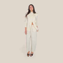 Carica l'immagine nel visualizzatore di Gallery, Philia Loft pantalone palazzo gessato elastico vita e coulisse 90% cotone Art V02A1011 ( blazer Art V02A1010 )
