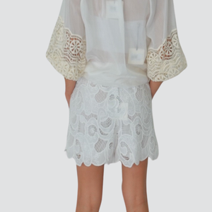 Tensione in short con ricami e coulisse 98% cotone Art S25PG20