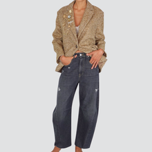 Carica l&#39;immagine nel visualizzatore di Gallery, Haveone jeans Barbara con rotture medio denim nero 100% cotone Art PFA-P047
