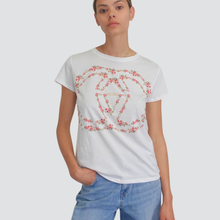 Carica l&#39;immagine nel visualizzatore di Gallery, Vicolo t-shirt stampa fiori con applicazione 100% cotone Art RD0999
