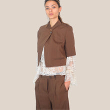 Carica l'immagine nel visualizzatore di Gallery, Vicolo blazer moro gessato manica corta 85% viscosa Art TAB1952 ( pantalone Art TAB1851 )
