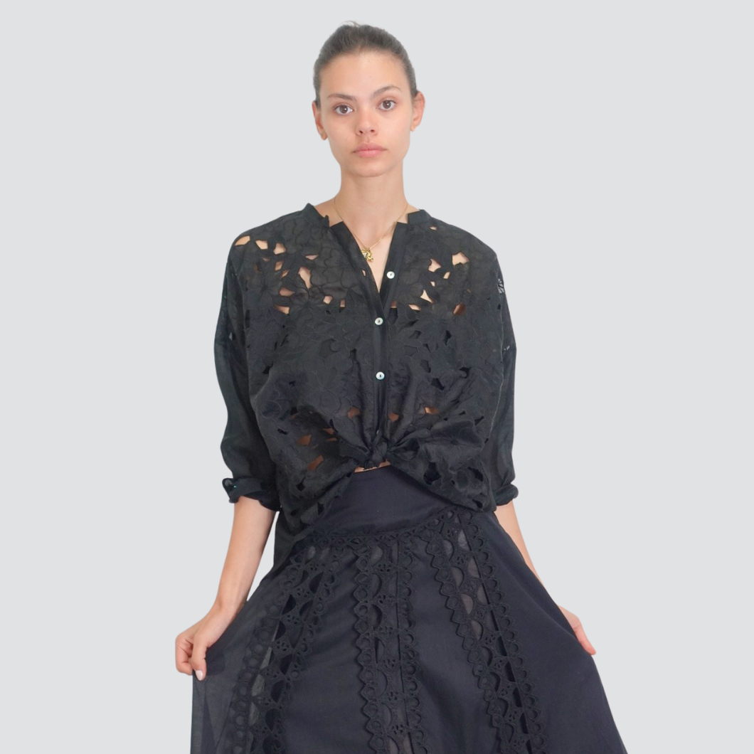 Tensione in camicia pizzo 45% cotone 45% lyocell Art S25CB08