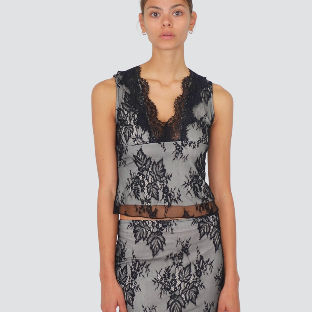 Haveone canotta spalla larga scollo v con pizzo 55% viscosa Art RMA-P043