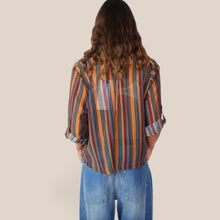 Carica l'immagine nel visualizzatore di Gallery, Haveone camicia over rigata con collana 85% lyocell Art CVS-R068
