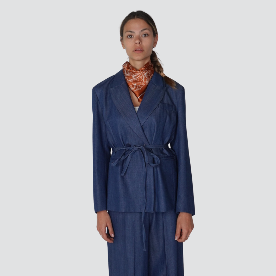 Tensione in blazer doppio petto con laccio e foulard 100% lyocell Art S25J801