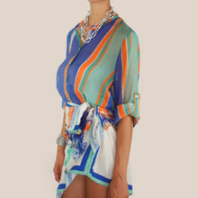 Carica l'immagine nel visualizzatore di Gallery, Haveone camicia rigata turchese royal 85% lyocell Art CVS-Q504
