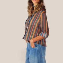 Carica l'immagine nel visualizzatore di Gallery, Haveone camicia over rigata con collana 85% lyocell Art CVS-R068
