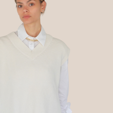 Carica l'immagine nel visualizzatore di Gallery, Vicolo gilet over scollo V spacchetti laterali 50% cotone Art 7AB7063
