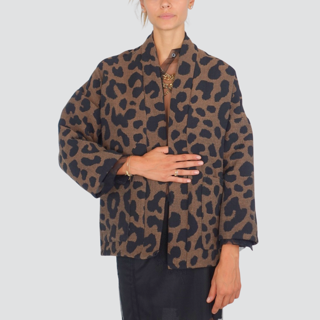 Haveone kimono maculato con tasche KJK-P073