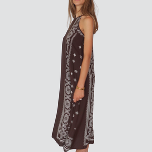 Haveone abito lungo svasato fantasia 100% viscosa Art AMA-N263