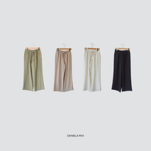 Carica l&#39;immagine nel visualizzatore di Gallery, Tensione in pantalone palazzo elastico vita con coulisse 67% viscosa 11% lino Art 25P7926
