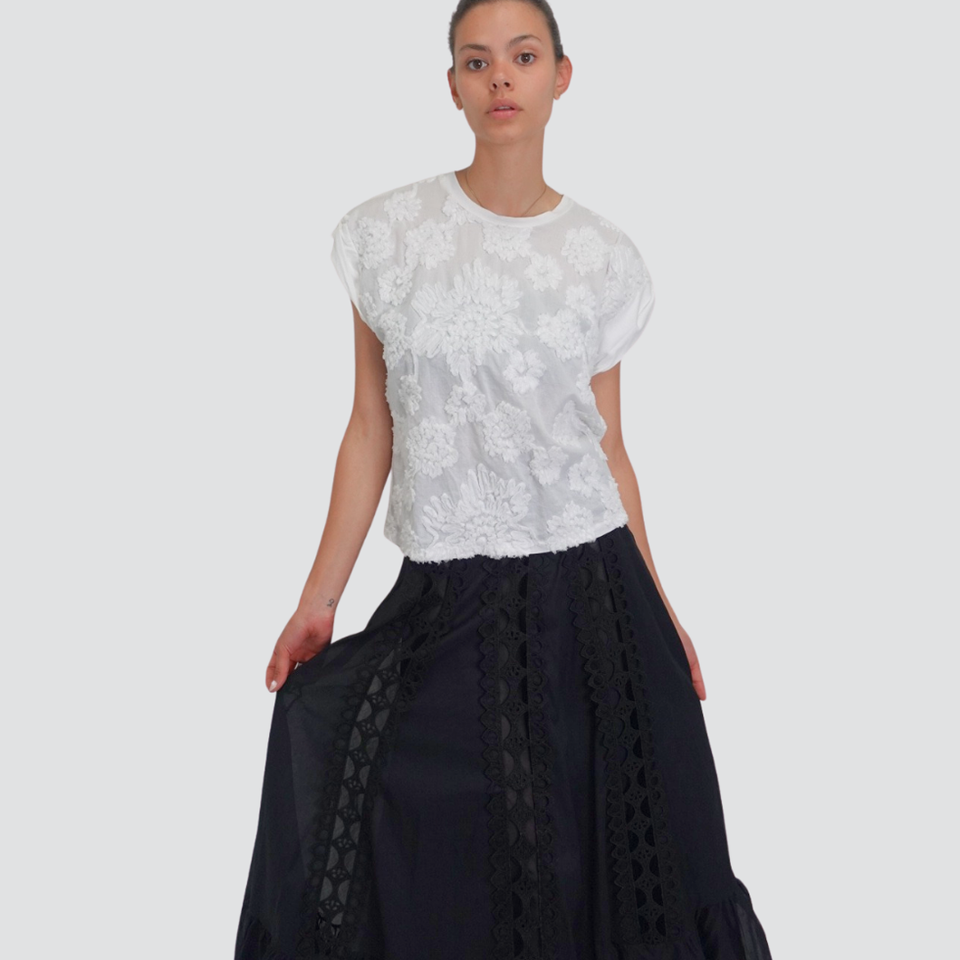 Tensione in t-shirt ricamo in rilievo 100% cotone Art S25M477TGU