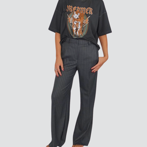 Haveone pantalone gessato palazzo 62% poliestere 35% viscosa 3% elastan Art PCB-N138