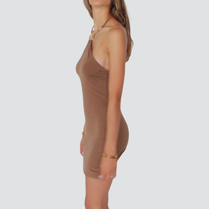 Haveone abito corto scollo a punta con collare Art AMA-N265
