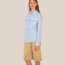 Carica l'immagine nel visualizzatore di Gallery, Vicolo camicia over rigata con spille strass 100% cotone Art RAB0789
