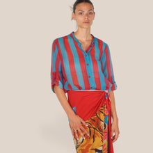 Carica l'immagine nel visualizzatore di Gallery, Haveone camicia over rigata ottanio india 85% lyocell Art CVS-Q422
