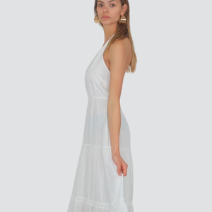 Tensione in abito mussola con balze e pizzo 100% cotone Art A50438AT